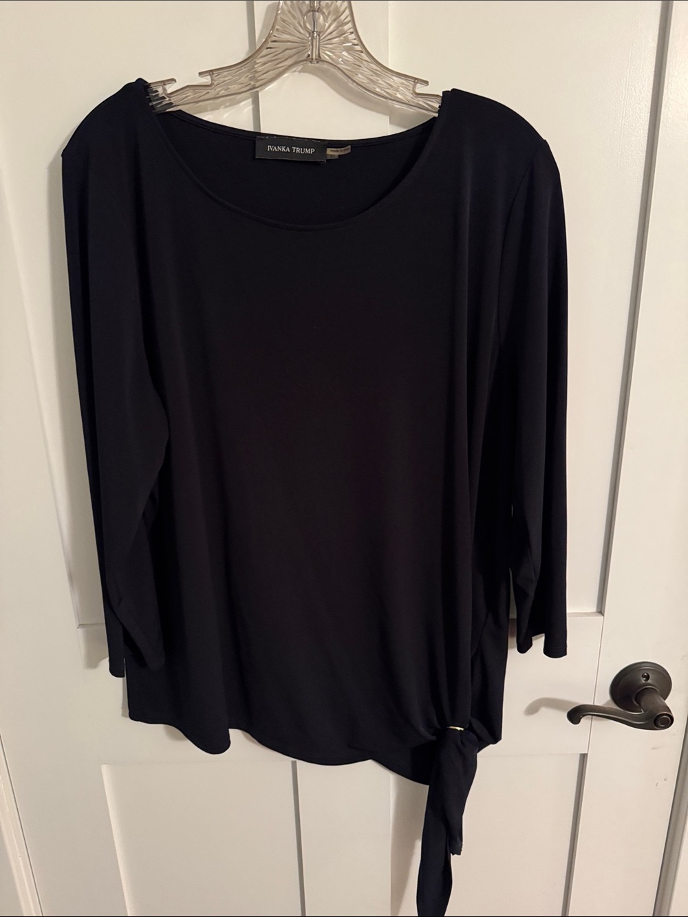 Ivanka Trump Black Side-Tie Long Sleeve Top size XL
